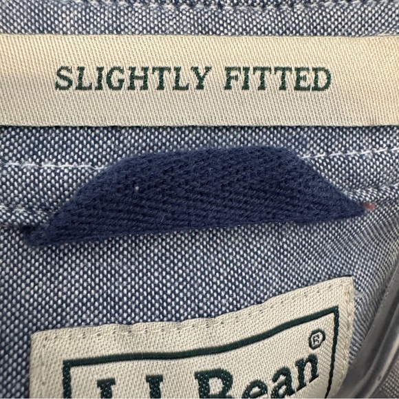 L.L. Bean Men’s XL Red Plaid Flannel Shirt Fully Chambray Lined Slightly Fitted - Picture 4 of 5